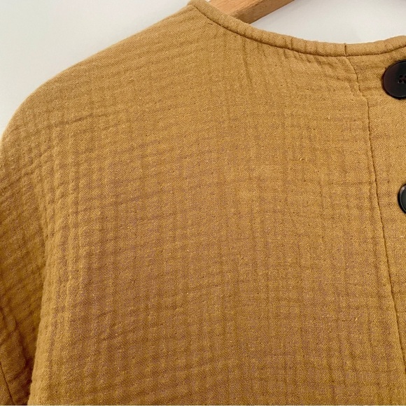 Madewell Lightspun Button-Back Peplum Top Mustard Yellow Tan Large - Picture 10 of 10